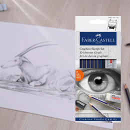 Набір чорнографітних олівців Faber-Castell Graphite Sketch Set, 6 олівців, гумка, точилка