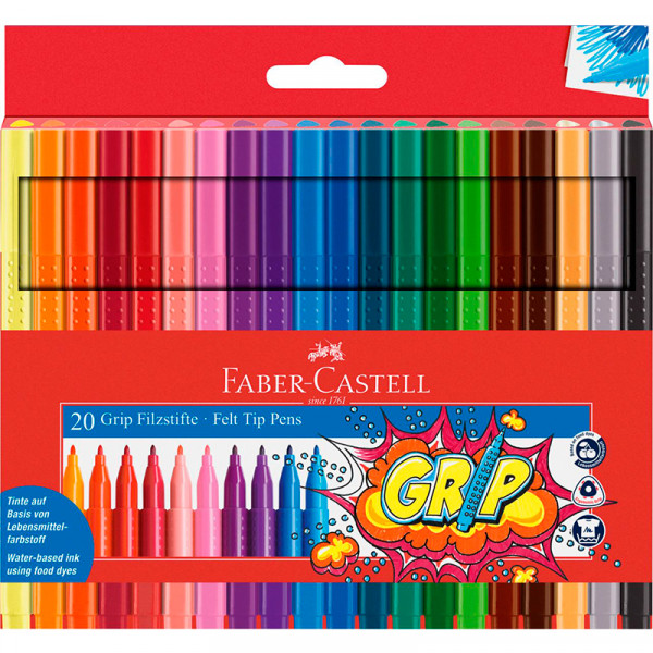 Набір фломастерів Faber-Castell GRIP, 20 кольорів, тригранна форма