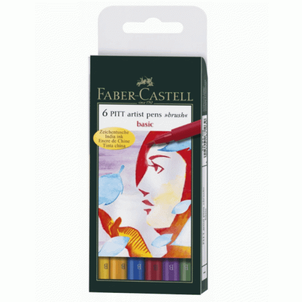 Набор ручек капиллярных Faber-Castell PITT Artist Pen Brush, Basic, 6 шт