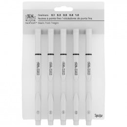 Набір лінерів 5 шт. (0.1; 0.3; 0.5; 0.8; 1мм), Winsor&Newton Black Fineliners