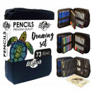 Набір графічних матеріалів Art Planet “Черепаха”, 73 предмети, нейлоновий пенал на застібці