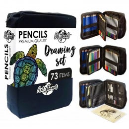Набір графічних матеріалів Art Planet “Черепаха”, 73 предмети, нейлоновий пенал на застібці