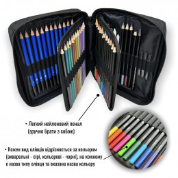 Набір графічних матеріалів Art Planet “Черепаха”, 73 предмети, нейлоновий пенал на застібці