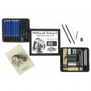 Набір графітних матеріалів Art Planet "Лев", 50 предметів у картонному пеналі