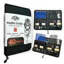 Набір графічних матеріалів Art Planet “Тигр”, 40 предметів, нейлоновий пенал на застібці