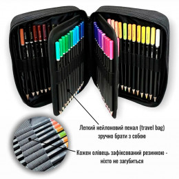 Набір акварельних олівців Art Planet "Рибка", у нейлоновому пеналі, 72 кольори