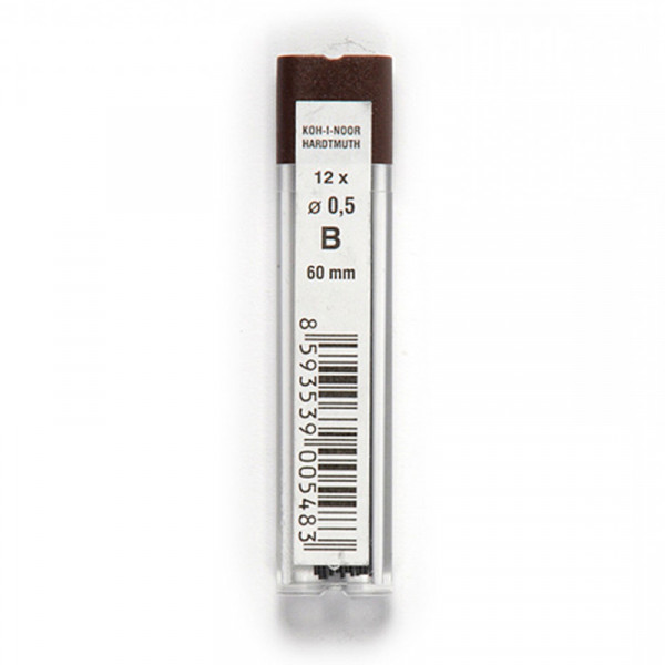 Грифелі для механічних олівців, Koh-I-Noor, 0,5 мм B