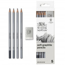 Набір олівців графітних 5 шт + гумка, в блістері Graphite Pencil Soft W&N, 490004 