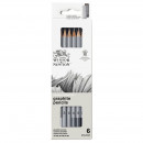 Набор карандашей графитовых в металле Winsor&Newton Graphic Pensil, 6 шт (B2,4,6,8, HB, 2H)