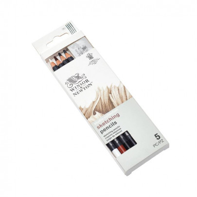 Набір олівців для скетчингу 5 шт + гумка, в блістері Sketching Pensil W&N, 490009