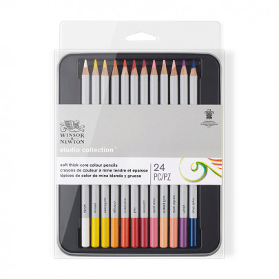 Набор цветных карандашей в металле Winsor&Newton Studio Colection Coloured Pensil, 24 шт