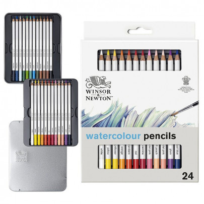 Набор акварельных карандашей в металле Winsor&Newton Studio Collection Watercolour Pensil, 24 шт