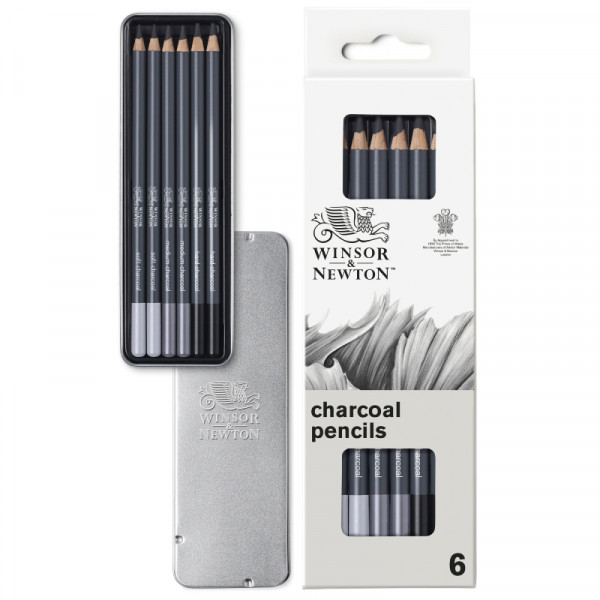 Набір олівців вугільних 6 шт, в металі Charcoal Pencil W&N, 490025