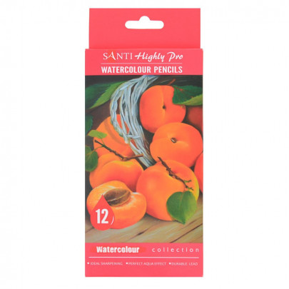 Набор акварельных карандашей 12 цветов, Santi Highly Pro
