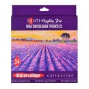 Набор акварельных карандашей 24 цветов, Santi Highly Pro.