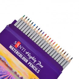 Набір акварельних олівців 24 кольори, Santi Highly Pro