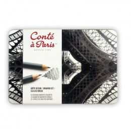 Набір графітових олівців Conté à Paris Graphite Sketching Pencil metal box, 12 шт Набір графітових олівців Conté à Paris Graphite Sketching Pencil metal box, 12 шт
