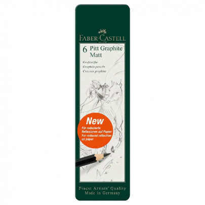 Набір матових чорнографітних олівців, 7 предметів у металевому пеналі, FaberCastell Graphite Matt