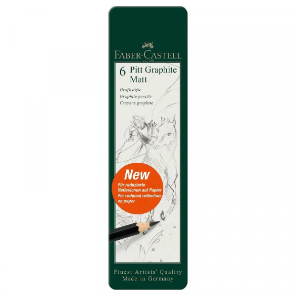 Набір матових чорнографітних олівців, 7 предметів у металевому пеналі, FaberCastell Graphite Matt