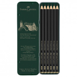 Набір матових чорнографітних олівців, 7 предметів у металевому пеналі, FaberCastell Graphite Matt