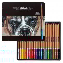 Набір кольорових олівців Natural Fine Art, 24 кольори, металева коробка, Renesans