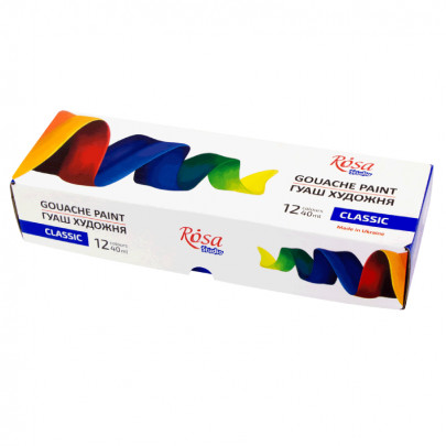 Набір гуашевих фарб 12 кольорів special box по 40 мл, ROSA Studio Classic