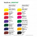 Набір гуашевих фарб ROSA Studio Creative, 16 кольорів по 20 мл