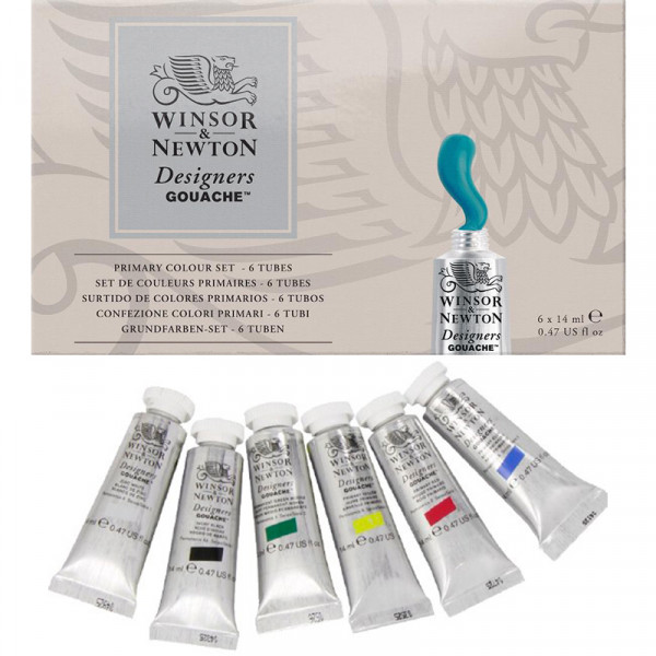 Набір гуашевих фарб Winsor&Newton Designers Gouache Primary Colour Set, 6 кольорів по 14 мл