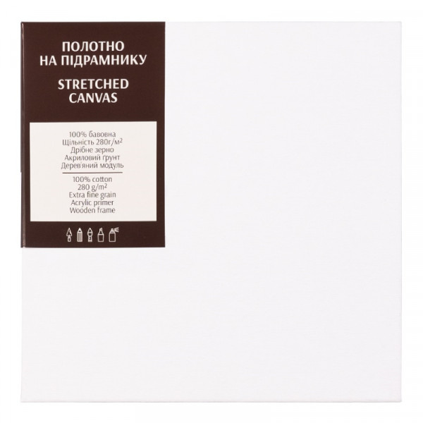 Полотно на подрамнике 20*20 см, хлопок, мелкое зерно, акриловый грунт