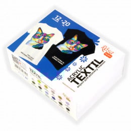 Набір акрилових фарб по тканині 12 кольорів по 20 мл, ROSA Talent