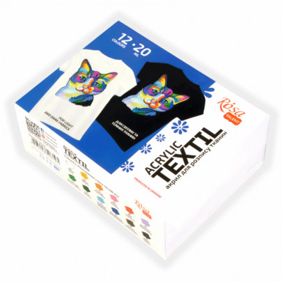 Набор акриловых красок по ткани 12 цветов по 20 мл, ROSA Talent