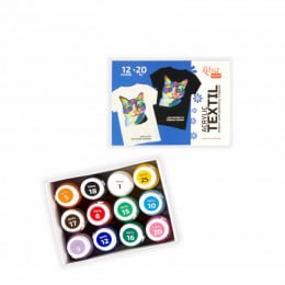 Набір акрилових фарб по тканині 12 кольорів по 20 мл, ROSA Talent