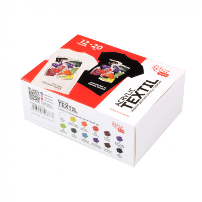 Набір акрилових фарб по тканині 12 кольорів по 20 мл, STYLE ROSA Talent