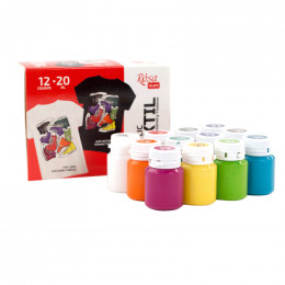 Набір акрилових фарб по тканині 12 кольорів по 20 мл, STYLE ROSA Talent