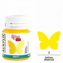 Акрилова матова фарба для декору, ROSA Talent №3 Жовтий, 20 мл