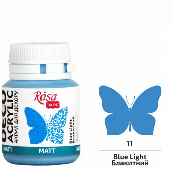 Акрилова матова фарба для декору, ROSA Talent №11 Блакитний, 20 мл