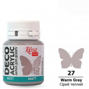 Акрилова матова фарба для декору, ROSA Talent №27 Сірий теплий, 20 мл