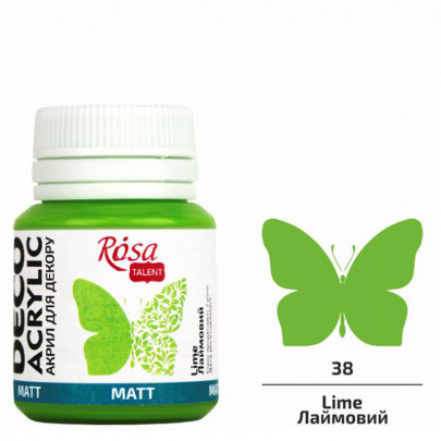 Акрилова матова фарба для декору, ROSA Talent №28 Лаймова, 20 мл