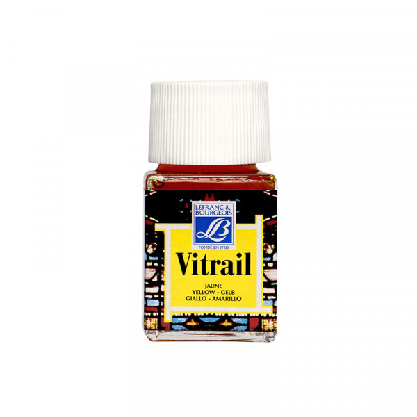 Вітражна фарба на сольвентній основі Lefranc Vitrail, №199 Лимонний (Lemon yellow), 50 мл