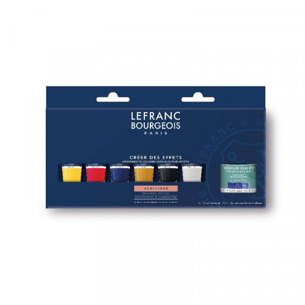 Набор акриловых красок 6х20 мл + медиум Fluid Medium 120 мл Lefranc Fine Acrylic Colours Set, 300343