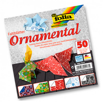Набор бумаги для оригами Folia  Folding Papers Ornamental (Орнаменты), 80 гр, 15х15 см