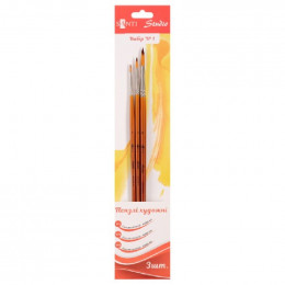 Набір пензлів №1 синтетика круглі, 3 шт. (№1,4,8) коротка ручка Santi 