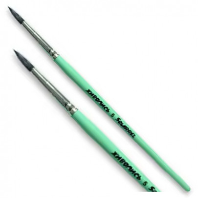 Белка круглая, серия Живопись 4121, чёрн. ворс, короткая ручка