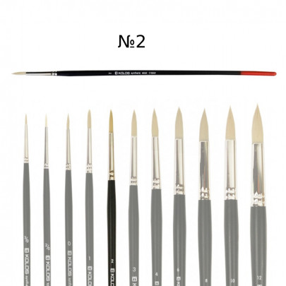 Кисть синтетика круглая, длинная ручка, KOLOS Milk 1108R