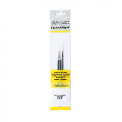 Набор кистей из синтетического ворса (3 шт: кр. №1,3,5), к.р. Foundation Acrylic Brushes W&N, 5295001