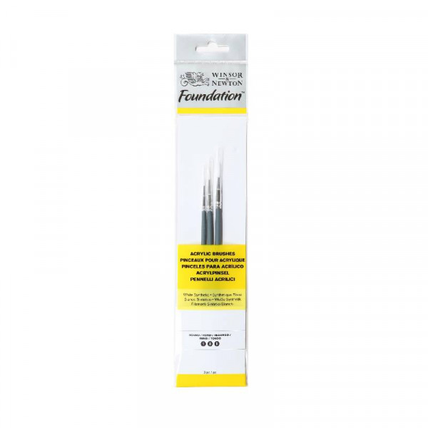 Набор кистей из синтетического ворса (3 шт: кр. №1,3,5), к.р. Foundation Acrylic Brushes W&N, 5295001