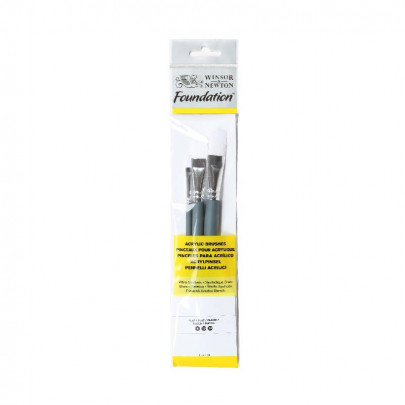Набір пензлів з синтетичного ворсу (3 шт: пл №4,10,14) к.р. Foundation Acrylic Brushes W&N, 5925002 