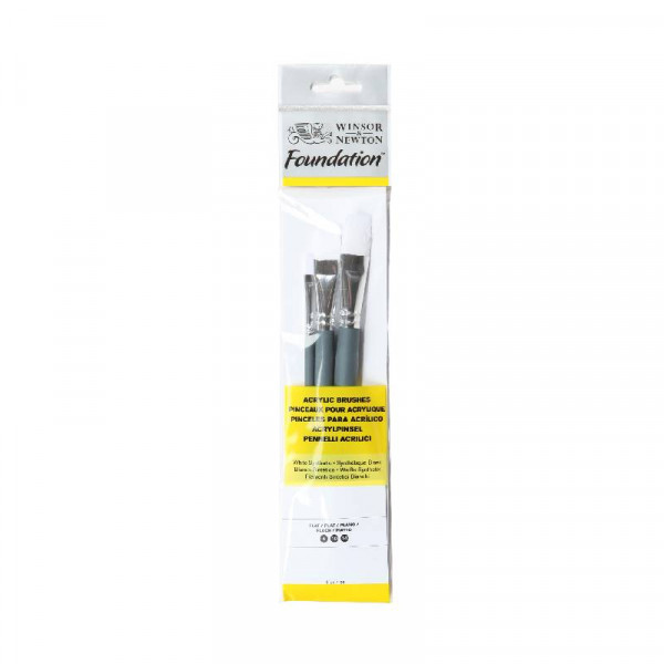 Набір пензлів з синтетичного ворсу (3 шт: пл №4,10,14) к.р. Foundation Acrylic Brushes W&N, 5925002