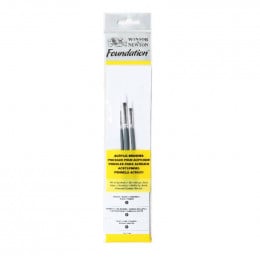 Набір пензлів з синтетичного ворсу (3 шт: кр.№2, пл.№2, ов.№4,) к.р. Foundation Acrylic Brushes W&N, 5925003