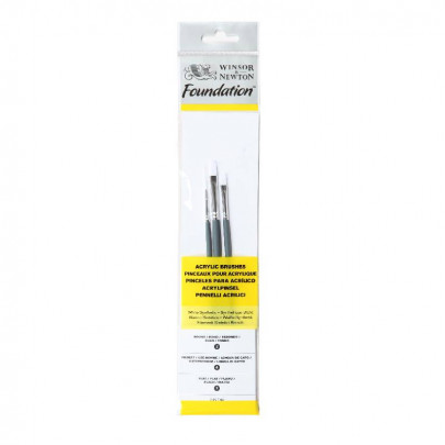 Набор кистей из синтетического ворса (3 шт: кр.№2, пл.№2, ов.№4,) к.р. Foundation Acrylic Brushes W&N, 5925003